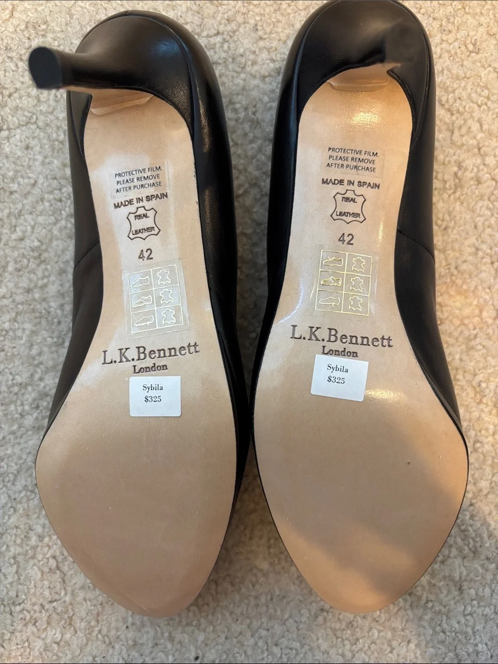LK Bennett Black Leather Pointed Heel Pumps